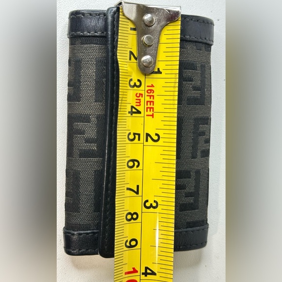 FENDI Authentic Zucca Black Canvas Leather 6 Pics Key Cases Made In Italy . - Picture 15 of 16
